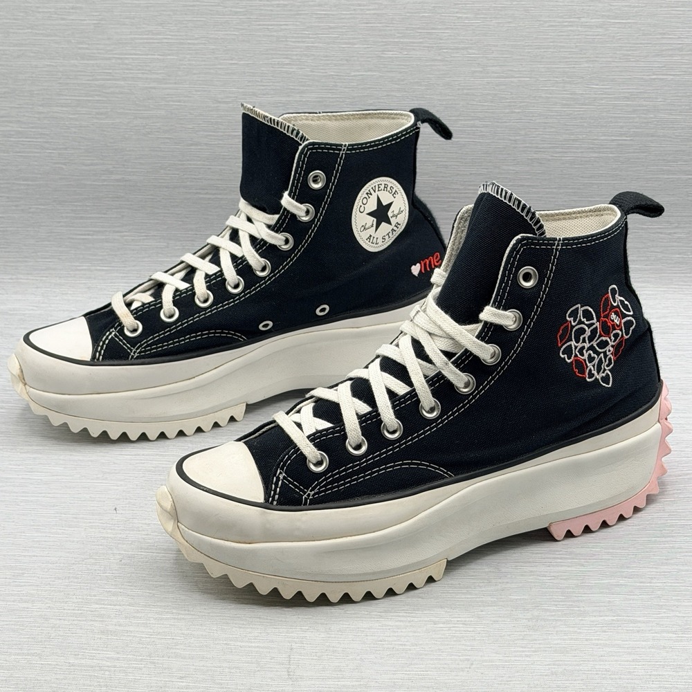 Converse Run Star Hike Women's 10 Black Pink Valentine's With Love Platform